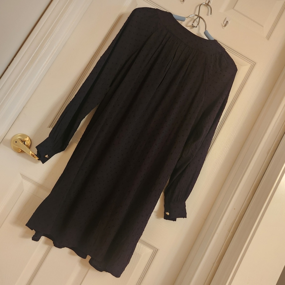 LOFT Black Long Sleeve Dress with Gold Button Accents - Picture 3 of 9